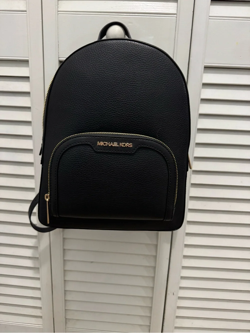 Michael Kors Black Pebbled Leather Mini Backpack with Gold Hardware